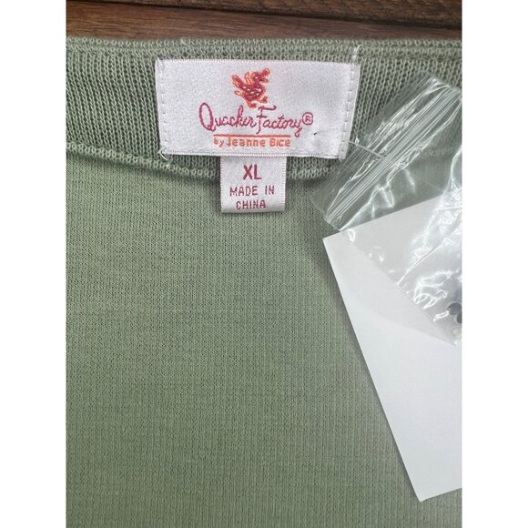 Quacker Factory2 In 1 Sweater Womens XL Green With Embroidered Dragonflies XL - Picture 9 of 12